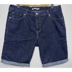 LEVI'S Women's Classic Bermuda Shorts 18W Plus Size Trendy Dark Blue